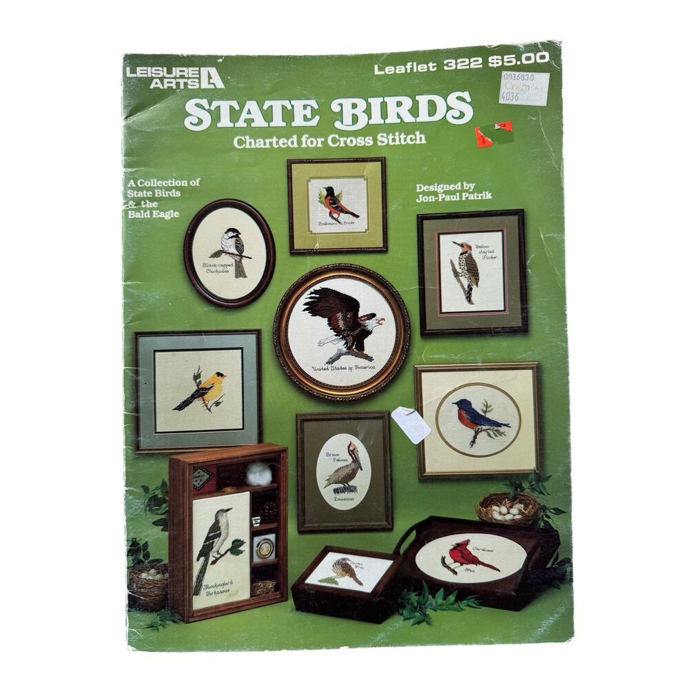 Vintage State Birds Cross Stitch Design Leaflet 1984 Bald Eagle Bluebird Loon